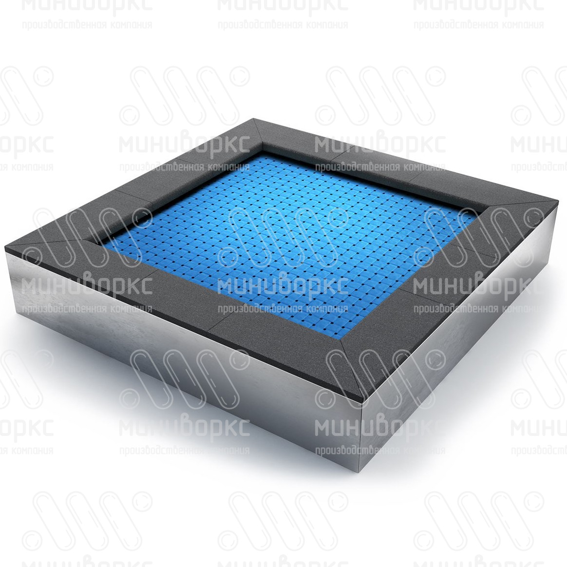 Батут квадратной формы, антивандальный, встраиваемый, для детских площадок, цвет черный/черный – S1500-9005/9005 - 3