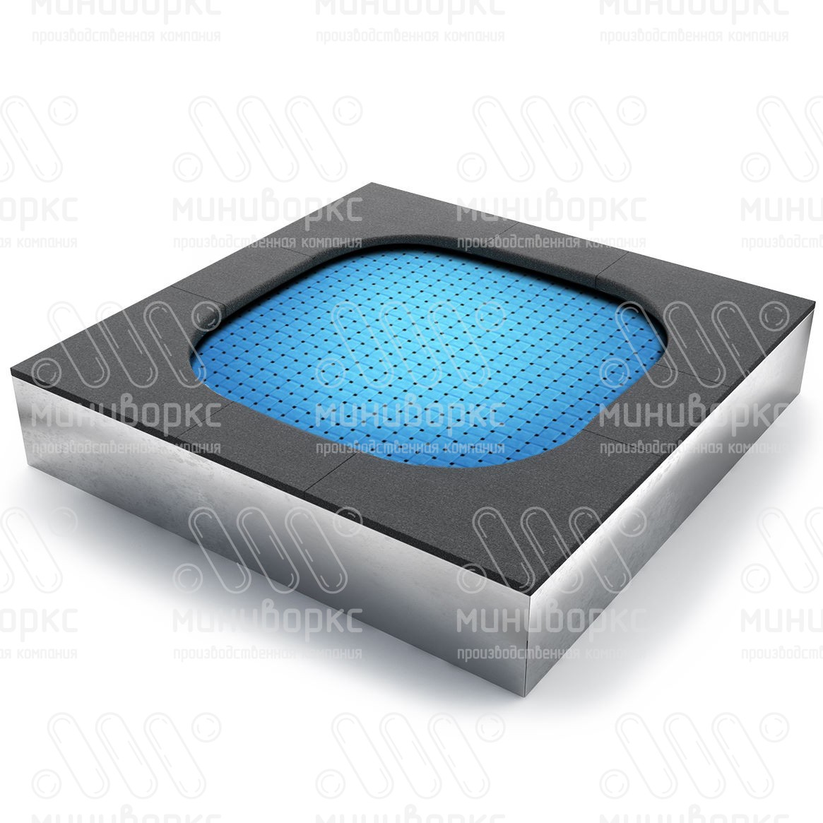 Батут квадратной формы, антивандальный, встраиваемый, для детских площадок, цвет черный/желтый – SL1500-1018/9005 - 3