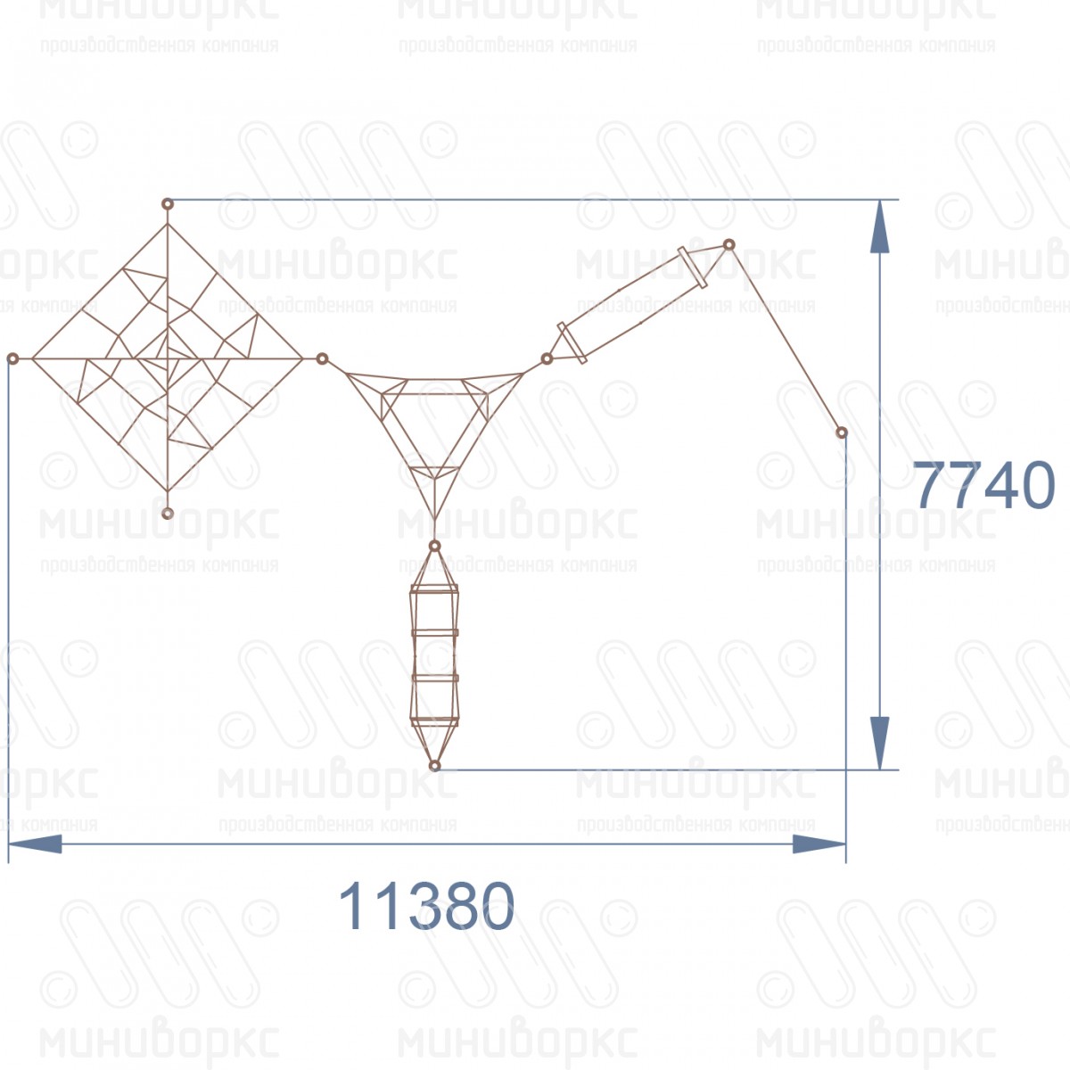 Канатная часть для спортивно-игрового комплекса 