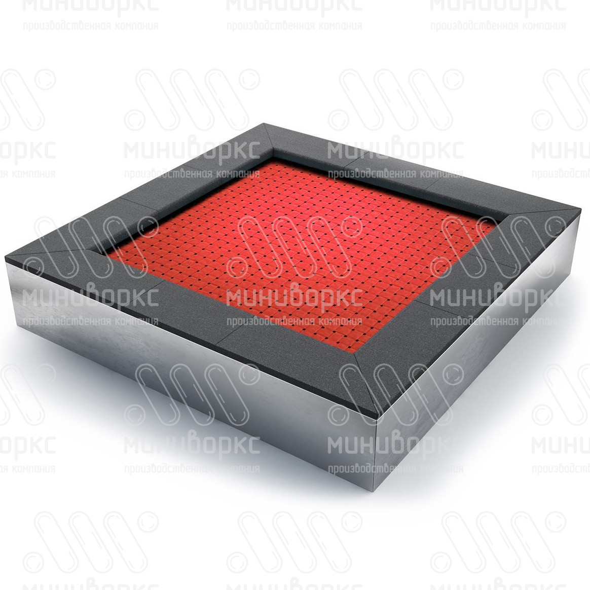 Батут квадратной формы, антивандальный, встраиваемый, для детских площадок, цвет черный/черный – S1500-9005/9005 - 2