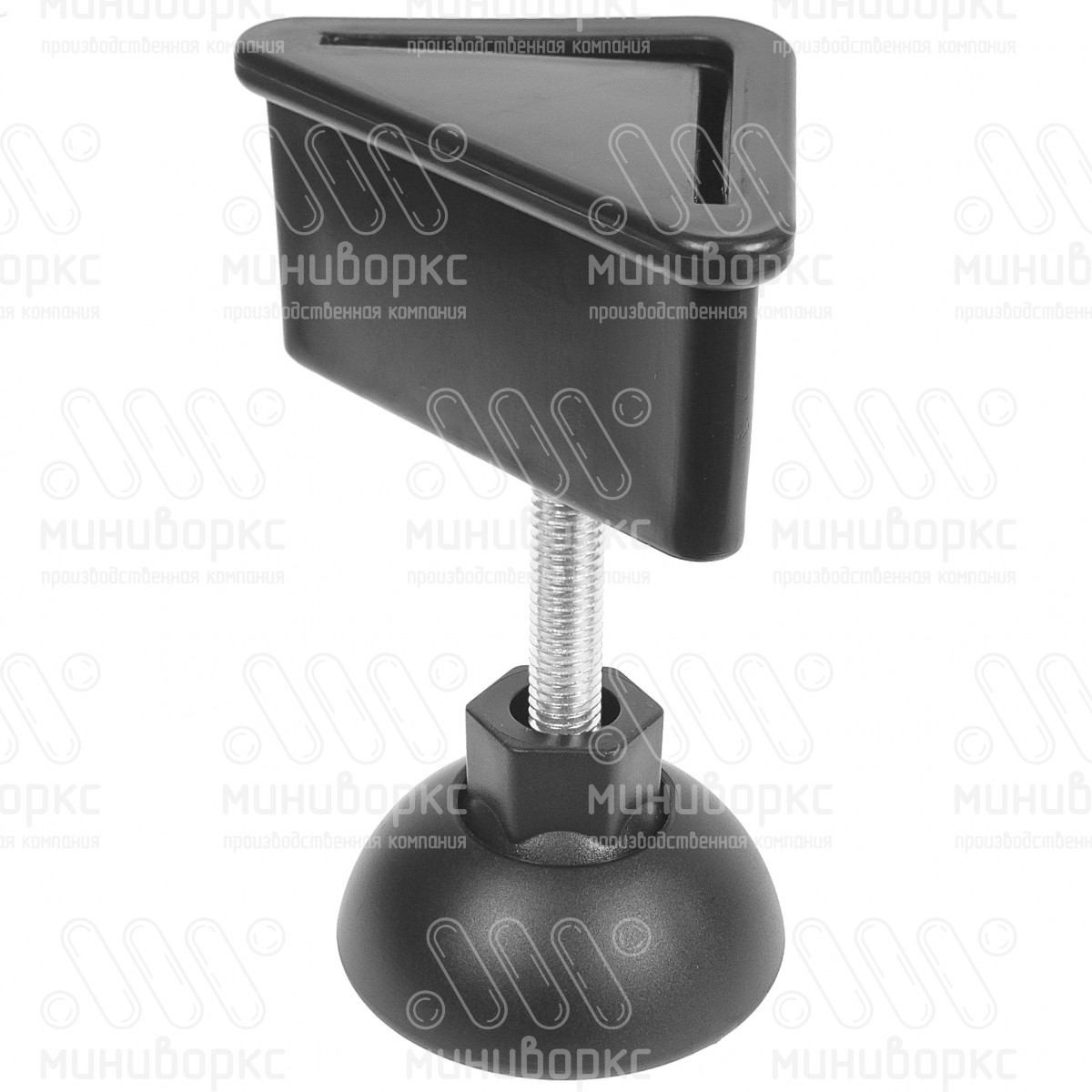 Комплект опоры под уголок 38х38, 40х40 мм и шарнирной опоры с основанием Ø50 мм, под ключ 17, цвет черный – U40-40M10.D50x45 - 1