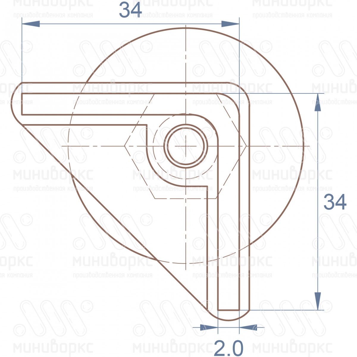 Комплекты опор для уголков и резьбовых опор 34x34 – U34-34M8.D40x60 | картинка 6