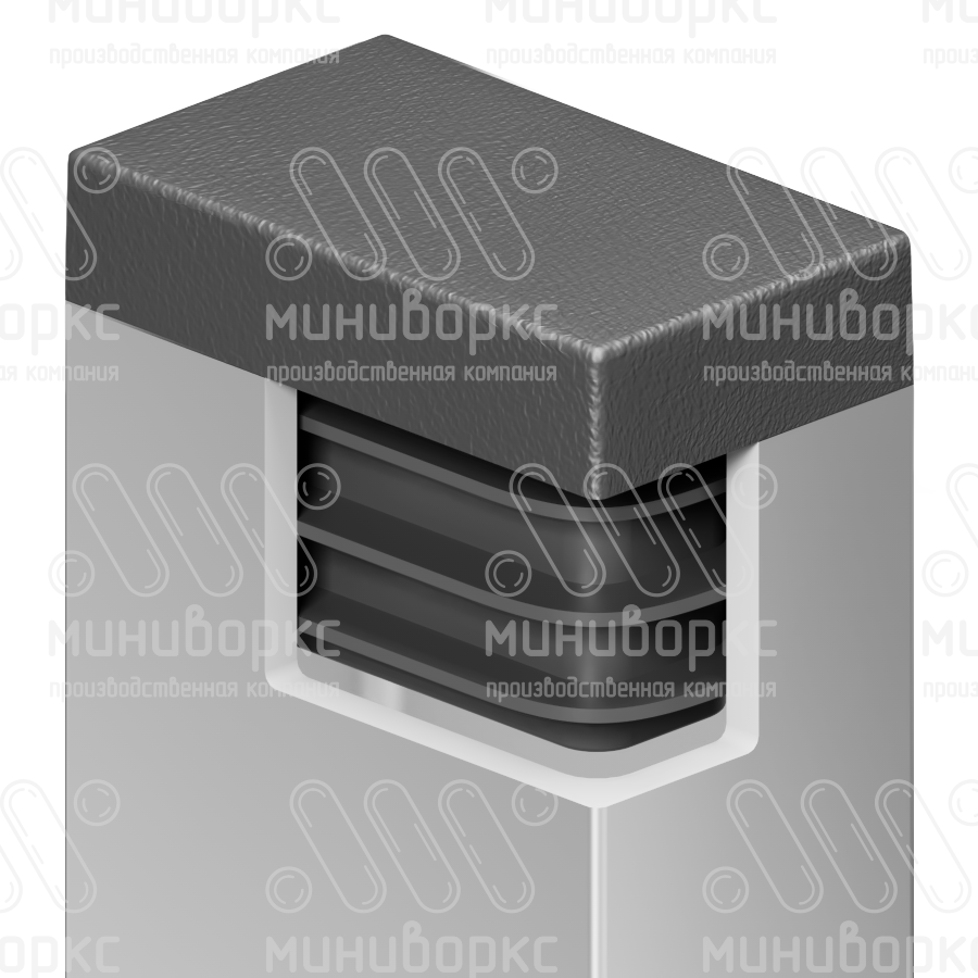 Заглушка пластиковая прямоугольная 20х25, практичная, серия ILR, стенка 1.0-3.0 мм, цвет черный – ILR25x20 - 4