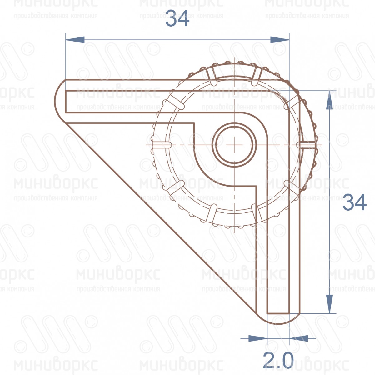 Комплекты опор для уголков и резьбовых опор 34x34 – U34-34M8.D32x35B | картинка 6